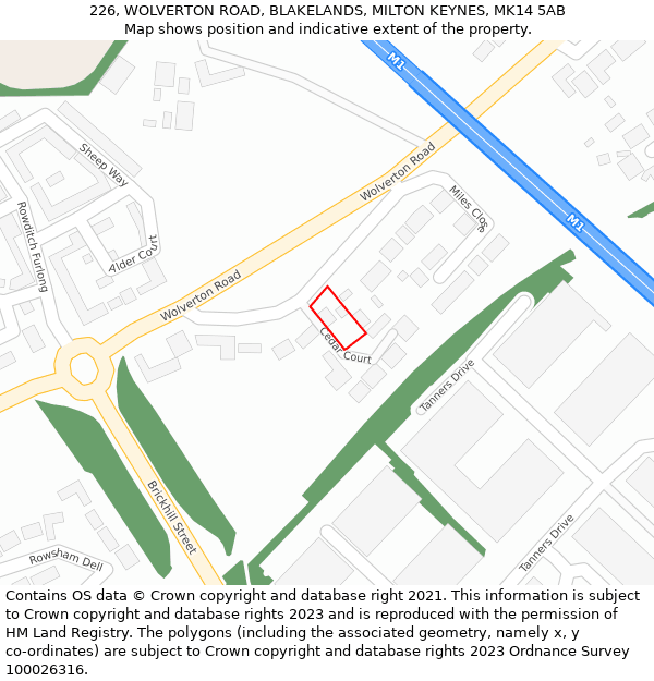 226, WOLVERTON ROAD, BLAKELANDS, MILTON KEYNES, MK14 5AB: Location map and indicative extent of plot