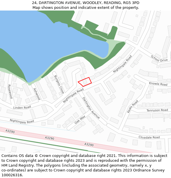 24, DARTINGTON AVENUE, WOODLEY, READING, RG5 3PD: Location map and indicative extent of plot