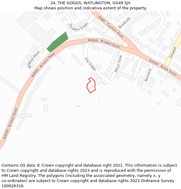 24, THE GOGGS, WATLINGTON, OX49 5JX: Location map and indicative extent of plot