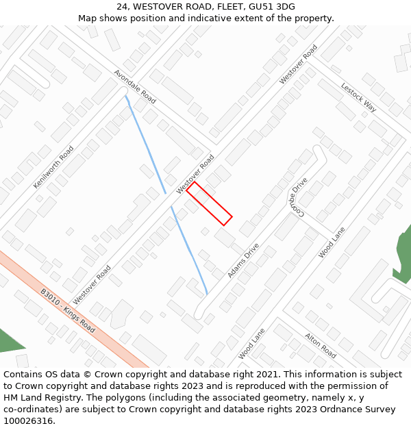 24, WESTOVER ROAD, FLEET, GU51 3DG: Location map and indicative extent of plot