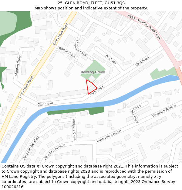 25, GLEN ROAD, FLEET, GU51 3QS: Location map and indicative extent of plot