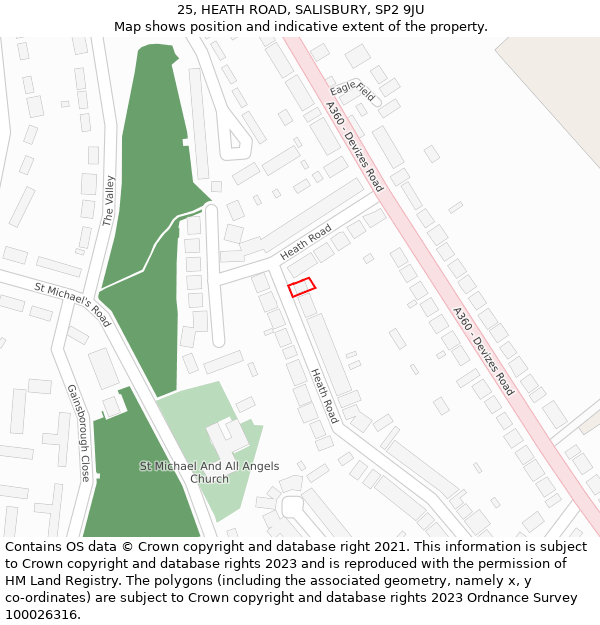 25, HEATH ROAD, SALISBURY, SP2 9JU: Location map and indicative extent of plot