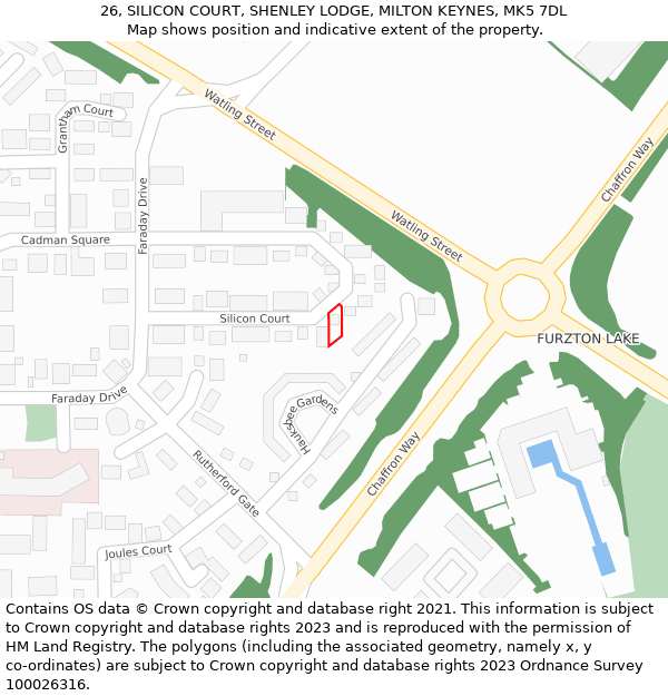 26, SILICON COURT, SHENLEY LODGE, MILTON KEYNES, MK5 7DL: Location map and indicative extent of plot