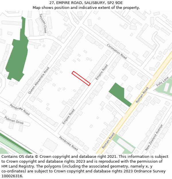 27, EMPIRE ROAD, SALISBURY, SP2 9DE: Location map and indicative extent of plot