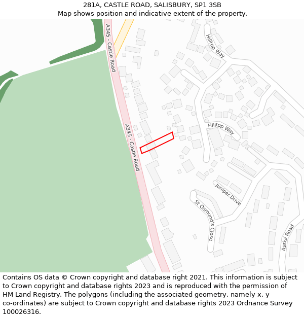 281A, CASTLE ROAD, SALISBURY, SP1 3SB: Location map and indicative extent of plot