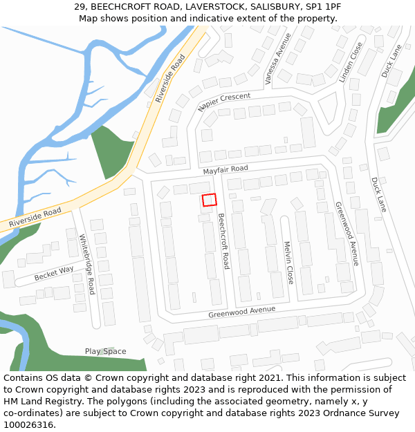 29, BEECHCROFT ROAD, LAVERSTOCK, SALISBURY, SP1 1PF: Location map and indicative extent of plot