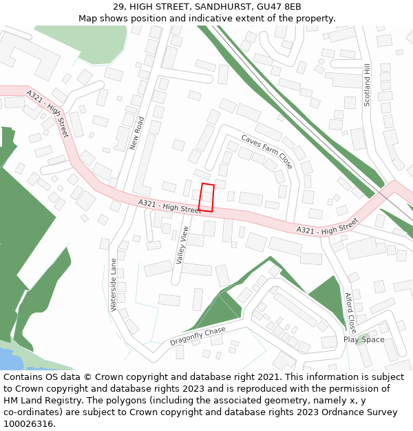 29, HIGH STREET, SANDHURST, GU47 8EB: Location map and indicative extent of plot