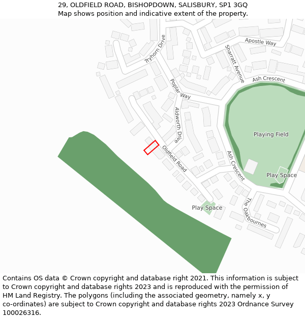 29, OLDFIELD ROAD, BISHOPDOWN, SALISBURY, SP1 3GQ: Location map and indicative extent of plot