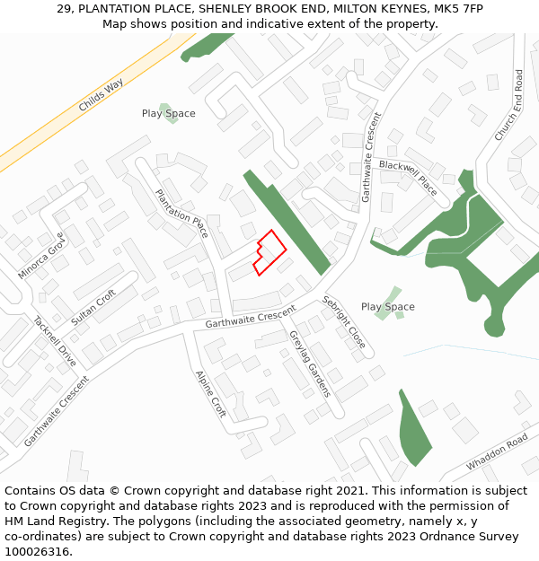 29, PLANTATION PLACE, SHENLEY BROOK END, MILTON KEYNES, MK5 7FP: Location map and indicative extent of plot