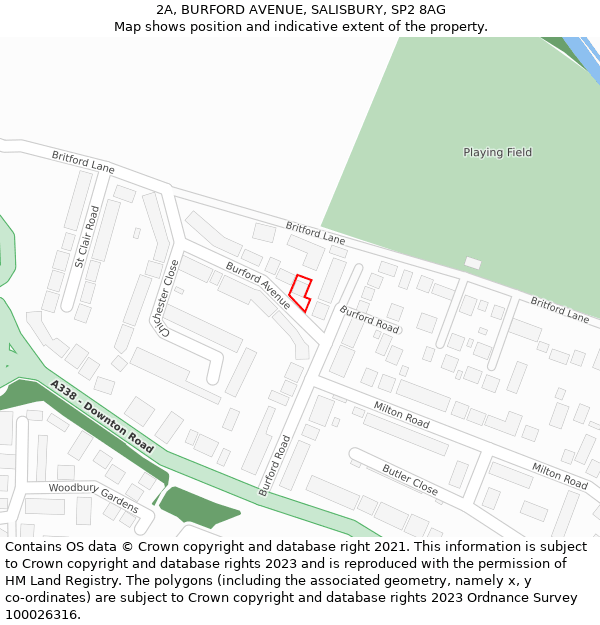 2A, BURFORD AVENUE, SALISBURY, SP2 8AG: Location map and indicative extent of plot