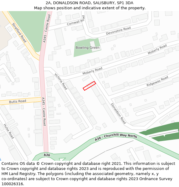 2A, DONALDSON ROAD, SALISBURY, SP1 3DA: Location map and indicative extent of plot