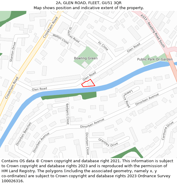 2A, GLEN ROAD, FLEET, GU51 3QR: Location map and indicative extent of plot