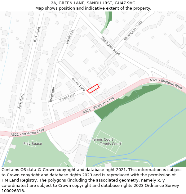 2A, GREEN LANE, SANDHURST, GU47 9AG: Location map and indicative extent of plot