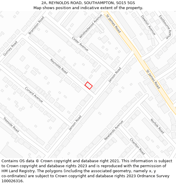 2A, REYNOLDS ROAD, SOUTHAMPTON, SO15 5GS: Location map and indicative extent of plot