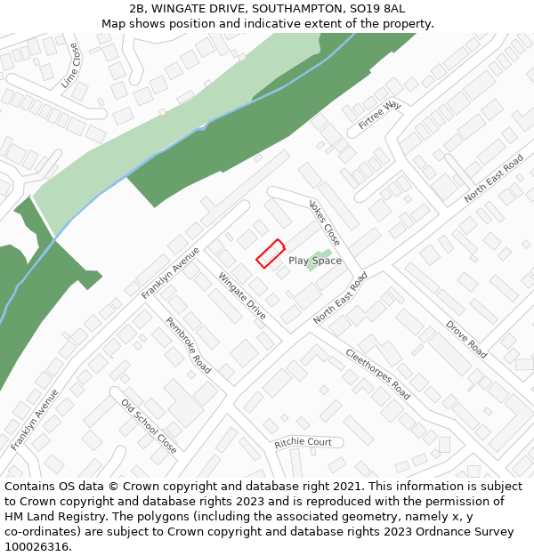 2B, WINGATE DRIVE, SOUTHAMPTON, SO19 8AL: Location map and indicative extent of plot