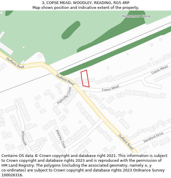 3, COPSE MEAD, WOODLEY, READING, RG5 4RP: Location map and indicative extent of plot