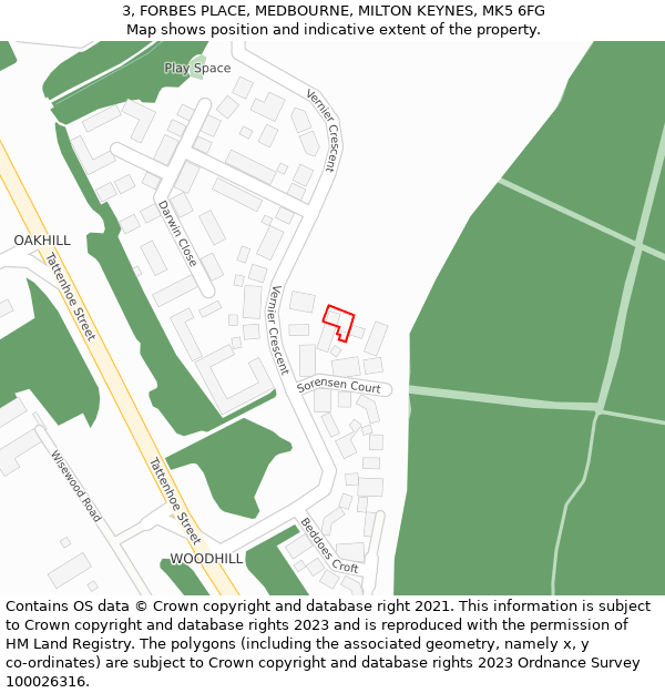 3, FORBES PLACE, MEDBOURNE, MILTON KEYNES, MK5 6FG: Location map and indicative extent of plot