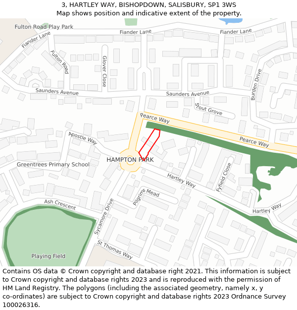 3, HARTLEY WAY, BISHOPDOWN, SALISBURY, SP1 3WS: Location map and indicative extent of plot