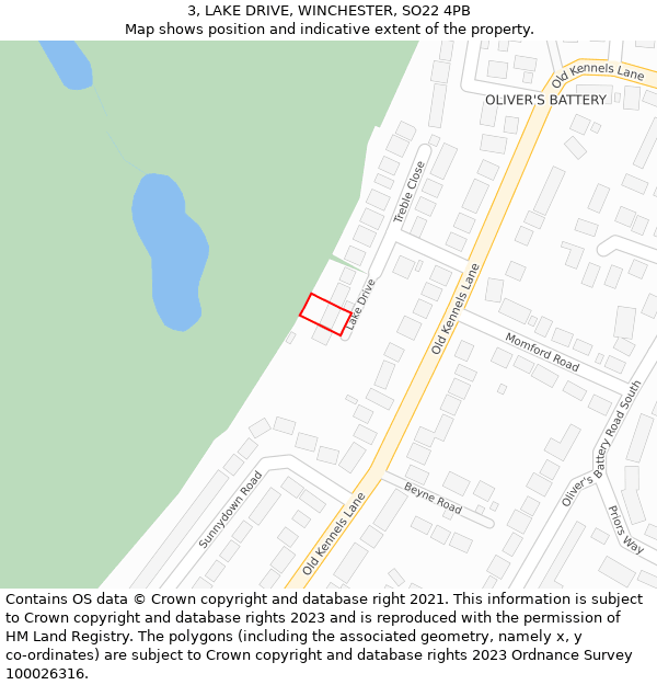 3, LAKE DRIVE, WINCHESTER, SO22 4PB: Location map and indicative extent of plot