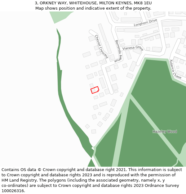 3, ORKNEY WAY, WHITEHOUSE, MILTON KEYNES, MK8 1EU: Location map and indicative extent of plot