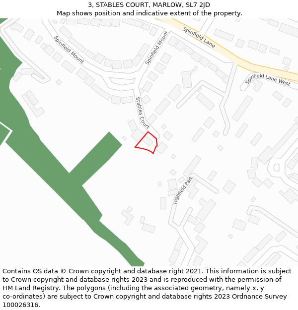 3, STABLES COURT, MARLOW, SL7 2JD: Location map and indicative extent of plot