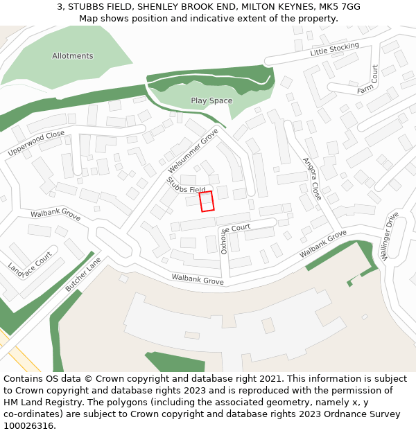 3, STUBBS FIELD, SHENLEY BROOK END, MILTON KEYNES, MK5 7GG: Location map and indicative extent of plot