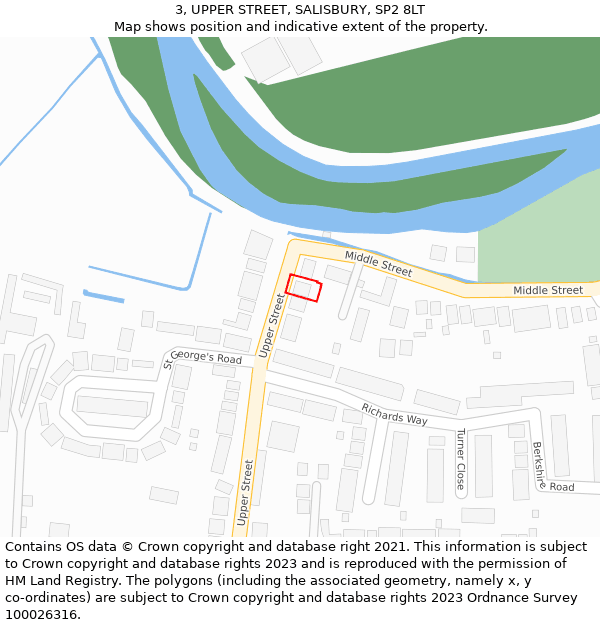 3, UPPER STREET, SALISBURY, SP2 8LT: Location map and indicative extent of plot