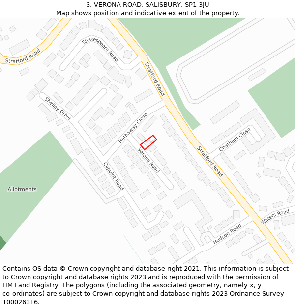 3, VERONA ROAD, SALISBURY, SP1 3JU: Location map and indicative extent of plot