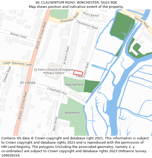 30, CLAUSENTUM ROAD, WINCHESTER, SO23 9QE: Location map and indicative extent of plot