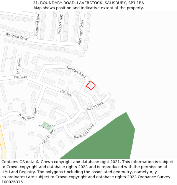 31, BOUNDARY ROAD, LAVERSTOCK, SALISBURY, SP1 1RN: Location map and indicative extent of plot