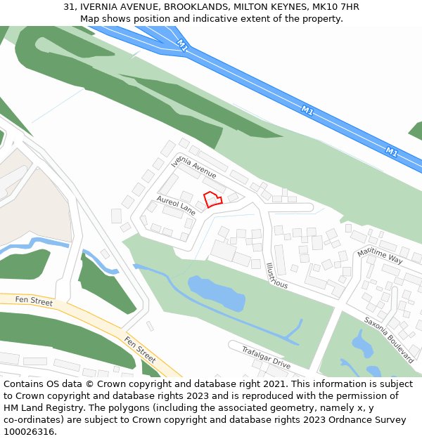 31, IVERNIA AVENUE, BROOKLANDS, MILTON KEYNES, MK10 7HR: Location map and indicative extent of plot