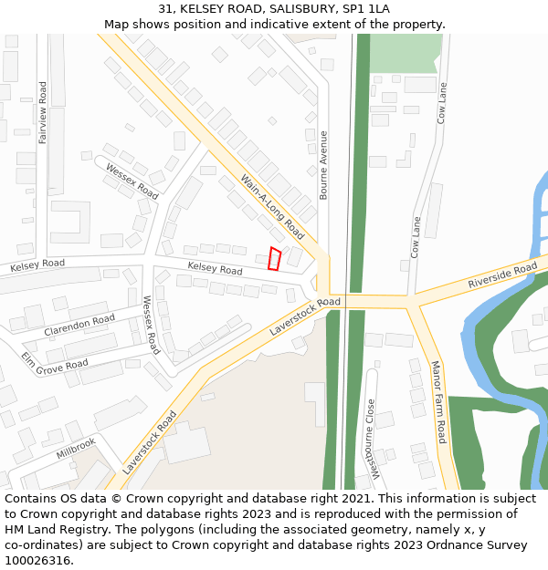 31, KELSEY ROAD, SALISBURY, SP1 1LA: Location map and indicative extent of plot