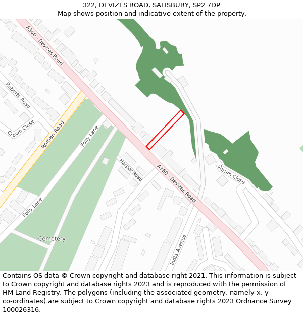 322, DEVIZES ROAD, SALISBURY, SP2 7DP: Location map and indicative extent of plot