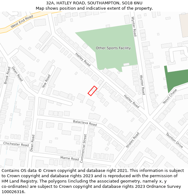 32A, HATLEY ROAD, SOUTHAMPTON, SO18 6NU: Location map and indicative extent of plot