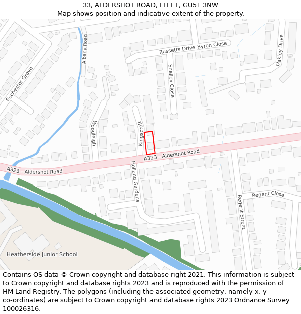 33, ALDERSHOT ROAD, FLEET, GU51 3NW: Location map and indicative extent of plot