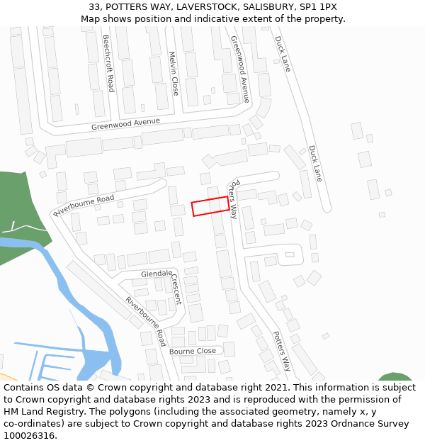 33, POTTERS WAY, LAVERSTOCK, SALISBURY, SP1 1PX: Location map and indicative extent of plot