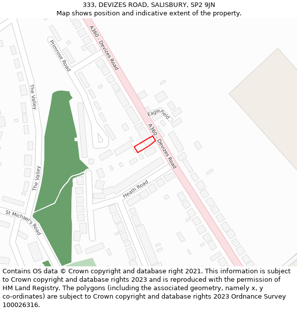 333, DEVIZES ROAD, SALISBURY, SP2 9JN: Location map and indicative extent of plot