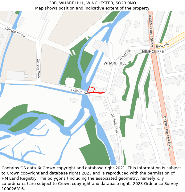 33B, WHARF HILL, WINCHESTER, SO23 9NQ: Location map and indicative extent of plot