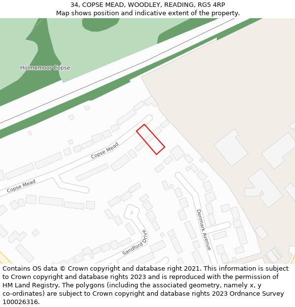 34, COPSE MEAD, WOODLEY, READING, RG5 4RP: Location map and indicative extent of plot