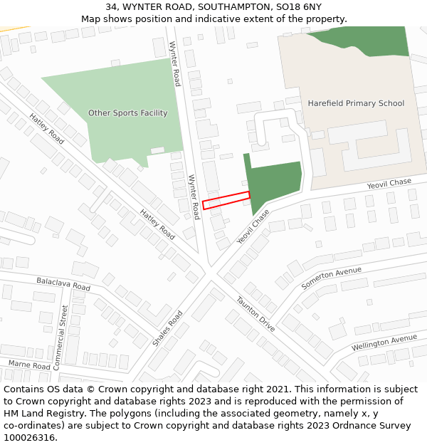 34, WYNTER ROAD, SOUTHAMPTON, SO18 6NY: Location map and indicative extent of plot