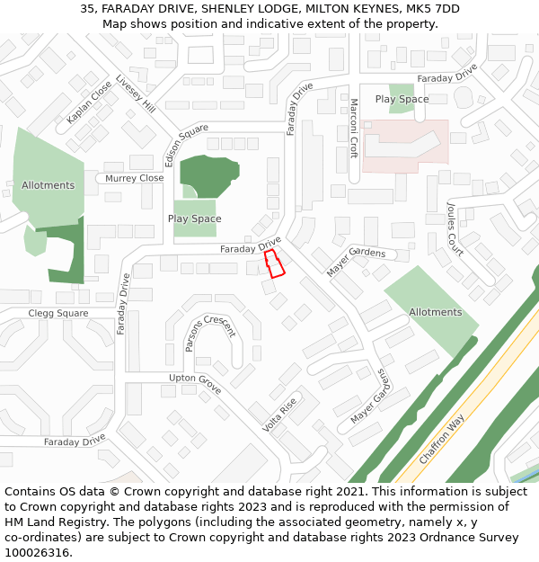 35, FARADAY DRIVE, SHENLEY LODGE, MILTON KEYNES, MK5 7DD: Location map and indicative extent of plot