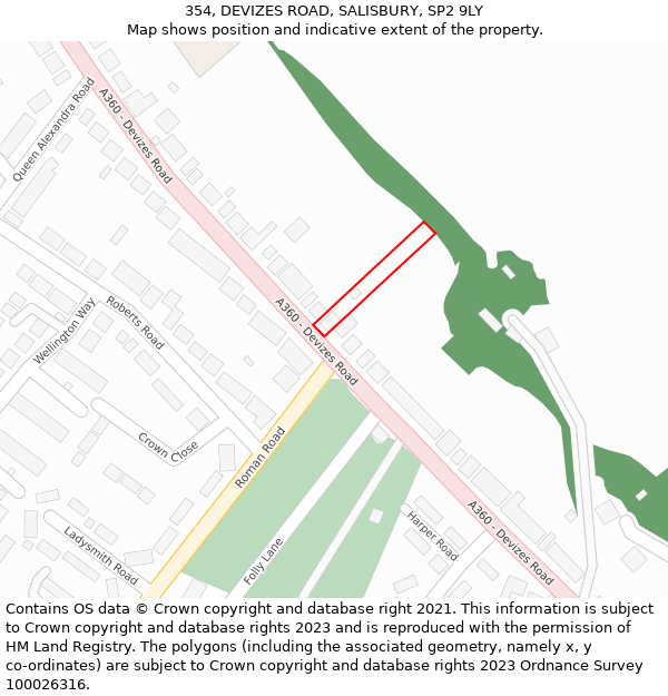 354, DEVIZES ROAD, SALISBURY, SP2 9LY: Location map and indicative extent of plot