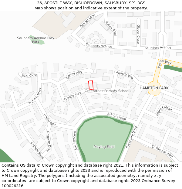 36, APOSTLE WAY, BISHOPDOWN, SALISBURY, SP1 3GS: Location map and indicative extent of plot