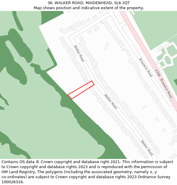 36, WALKER ROAD, MAIDENHEAD, SL6 2QT: Location map and indicative extent of plot