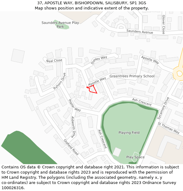 37, APOSTLE WAY, BISHOPDOWN, SALISBURY, SP1 3GS: Location map and indicative extent of plot