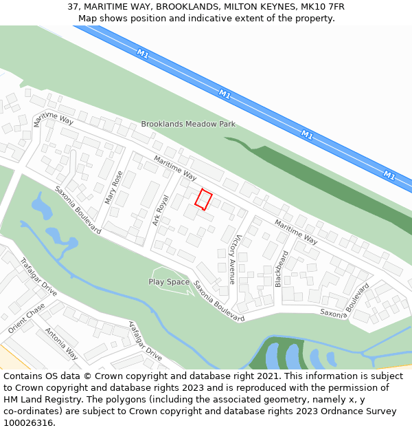 37, MARITIME WAY, BROOKLANDS, MILTON KEYNES, MK10 7FR: Location map and indicative extent of plot