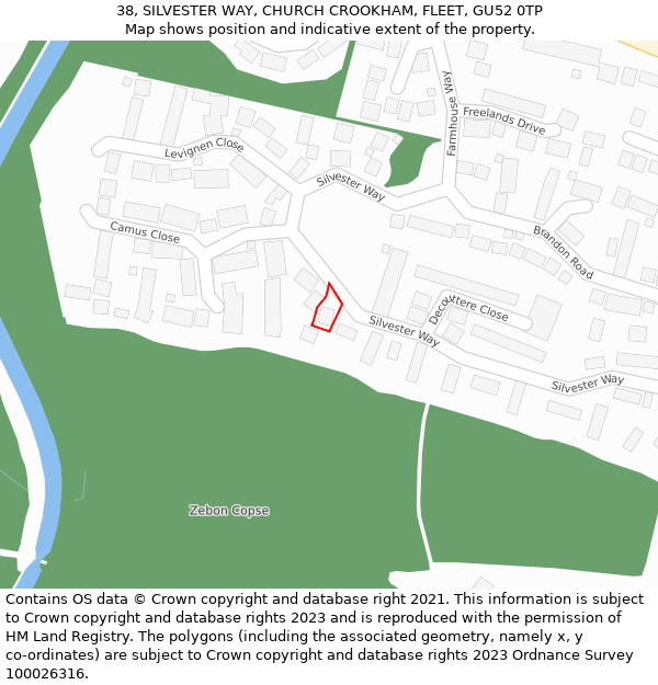 38, SILVESTER WAY, CHURCH CROOKHAM, FLEET, GU52 0TP: Location map and indicative extent of plot