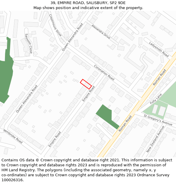 39, EMPIRE ROAD, SALISBURY, SP2 9DE: Location map and indicative extent of plot