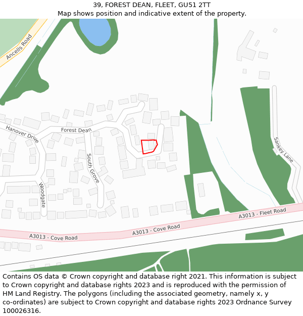 39, FOREST DEAN, FLEET, GU51 2TT: Location map and indicative extent of plot