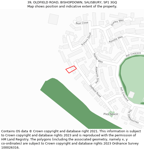 39, OLDFIELD ROAD, BISHOPDOWN, SALISBURY, SP1 3GQ: Location map and indicative extent of plot